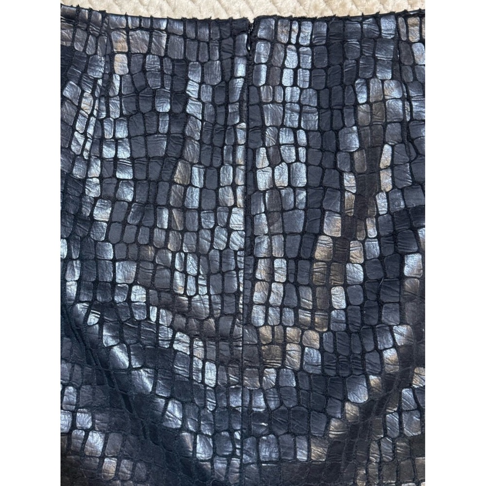Black Croc Embossed Pencil Skirt Faux Leather Y2K Anne Klein Size 6 Maximalism - Picture 9 of 13